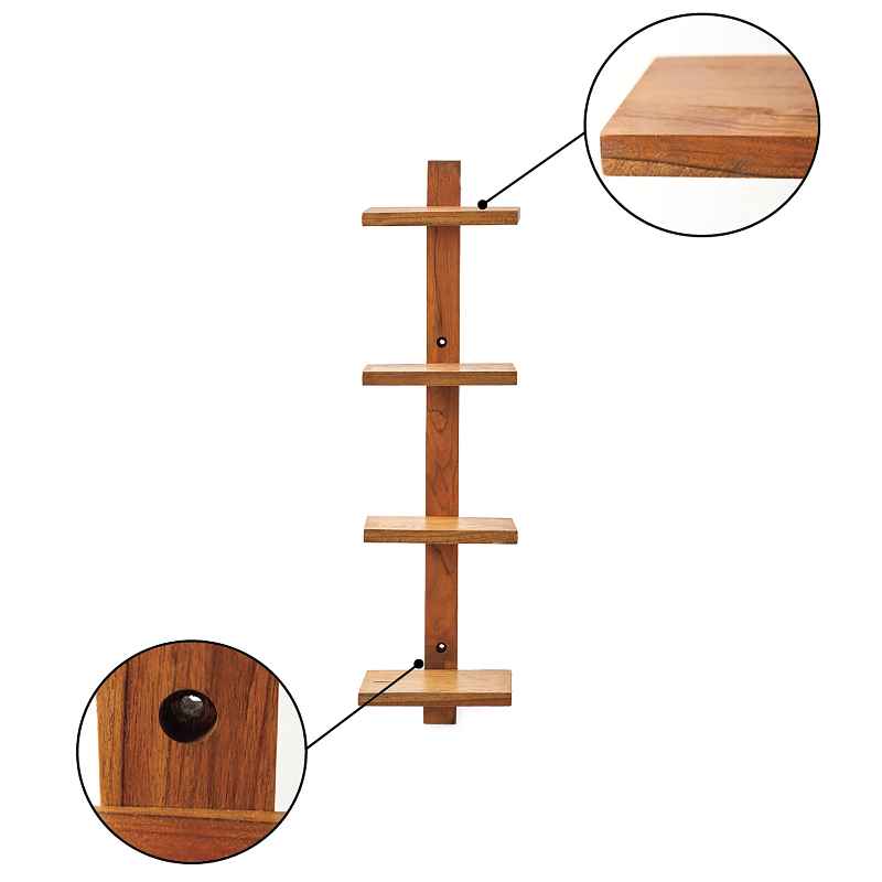 Floating Vertical Wall Shelf, 4-Shelf - Walnut